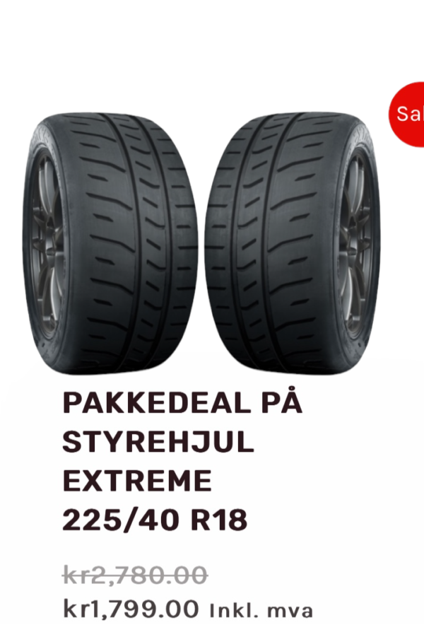 Styrehjul Extreme 225/40 R18